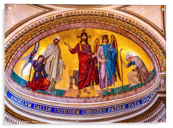 Jesus Mosaic Pantheon Basilica Paris France Acrylic by William Perry