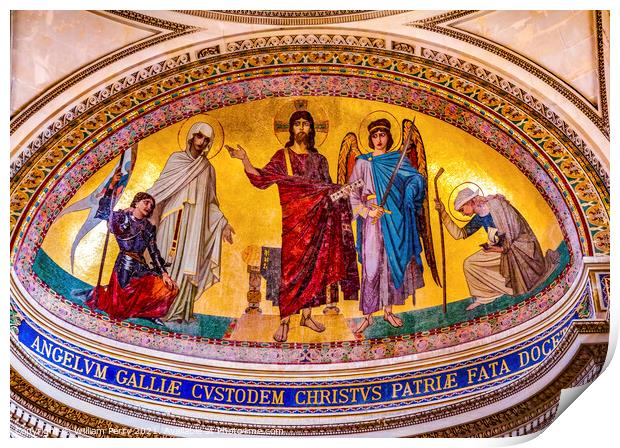 Jesus Mosaic Pantheon Basilica Paris France Print by William Perry