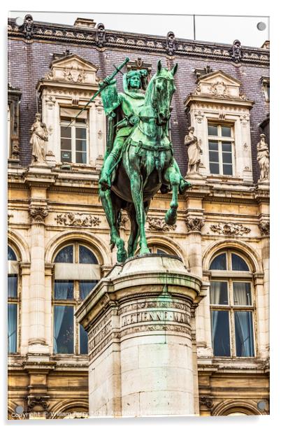 Etenne Marcel Statue Hotel de Ville City Hall Paris France Acrylic by William Perry
