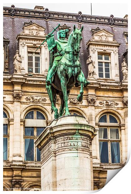 Etenne Marcel Statue Hotel de Ville City Hall Paris France Print by William Perry