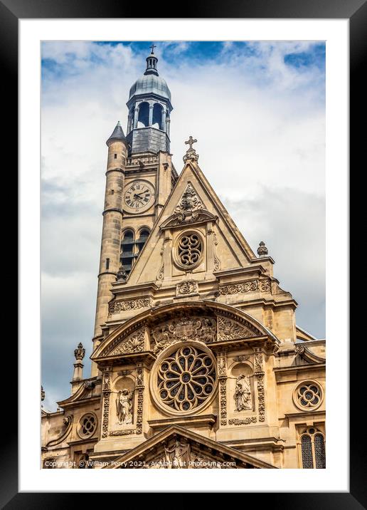 St Etienne du Mont Facade Church Paris France Framed Mounted Print by William Perry