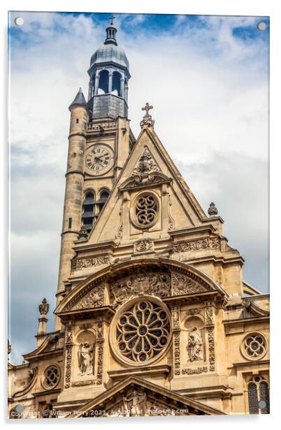 St Etienne du Mont Facade Church Paris France Acrylic by William Perry