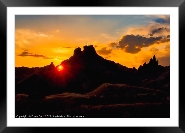 Beautiful shot of the silhouettes of mountains on sunset sky bac Framed Mounted Print by Frank Bach