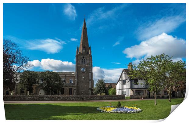 St Mary's Church and Oliver Cromwell's House Print by Andrew Sharpe