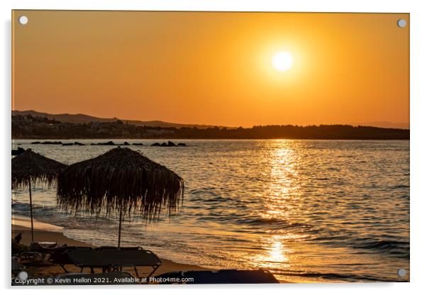 Sunset, Chania Beach Acrylic by Kevin Hellon