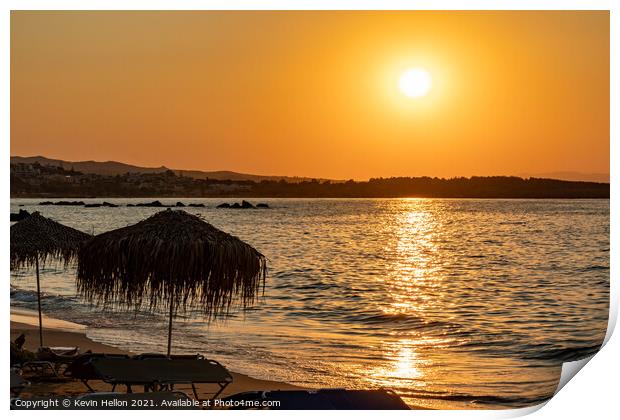 Sunset, Chania Beach Print by Kevin Hellon