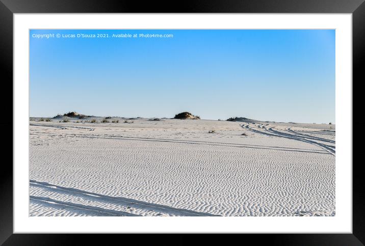 Tracks on desert sand Framed Mounted Print by Lucas D'Souza