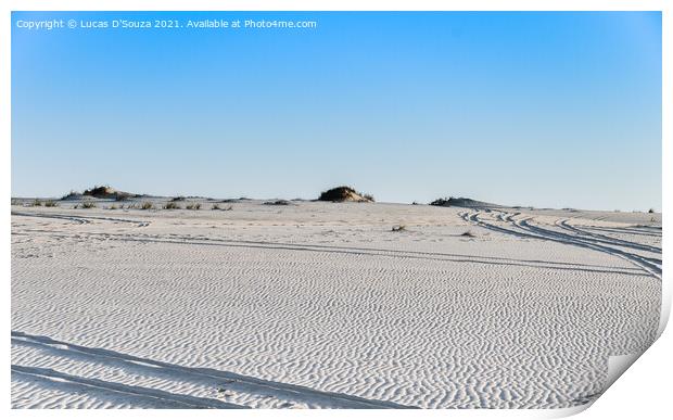 Tracks on desert sand Print by Lucas D'Souza