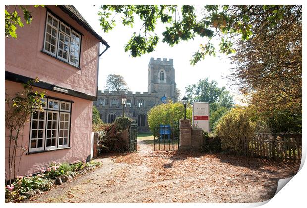 The church of St John the Baptist, Stoke-by-Clare Print by Andrew Sharpe