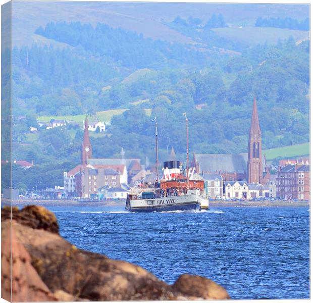 Paddle steamer Waverley and Largs Canvas Print by Allan Durward Photography