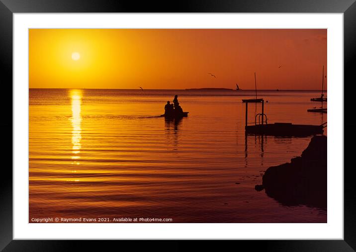Florida Sunset Seascape Framed Mounted Print by Raymond Evans