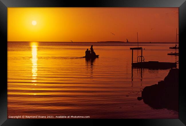 Florida Sunset Seascape Framed Print by Raymond Evans