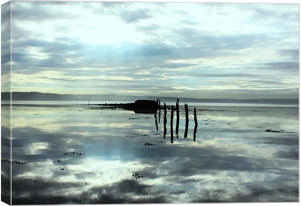 Reflection at Culross Canvas Print by mark usher