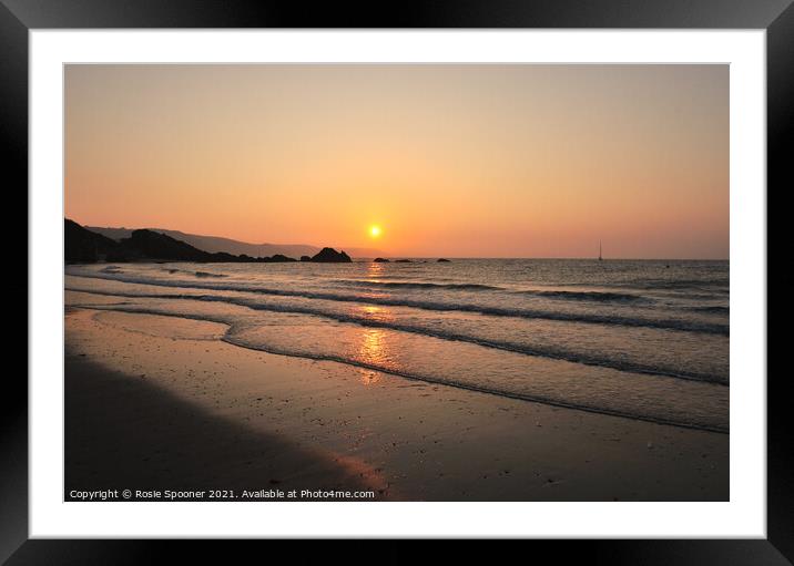 Sunrise on Looe Beach at Low tide Framed Mounted Print by Rosie Spooner