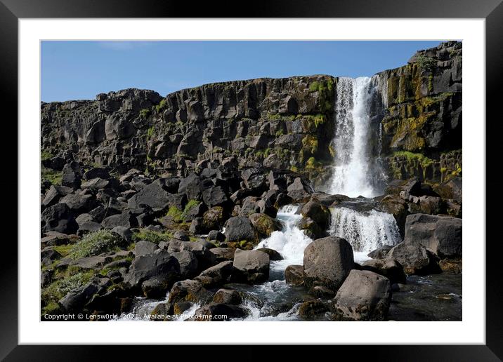 The beautiful waterfall Öxaráfoss in Iceland Framed Mounted Print by Lensw0rld 