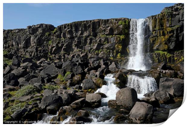 The beautiful waterfall Öxaráfoss in Iceland Print by Lensw0rld 