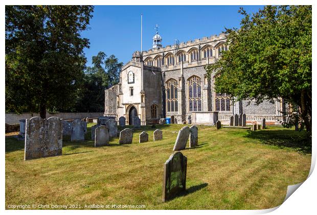 Church of St. Mary the Virgin in East Bergholt, Suffolk Print by Chris Dorney