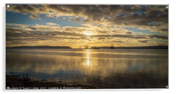 Sunrise at Cromarty Firth Acrylic by David J Gillan