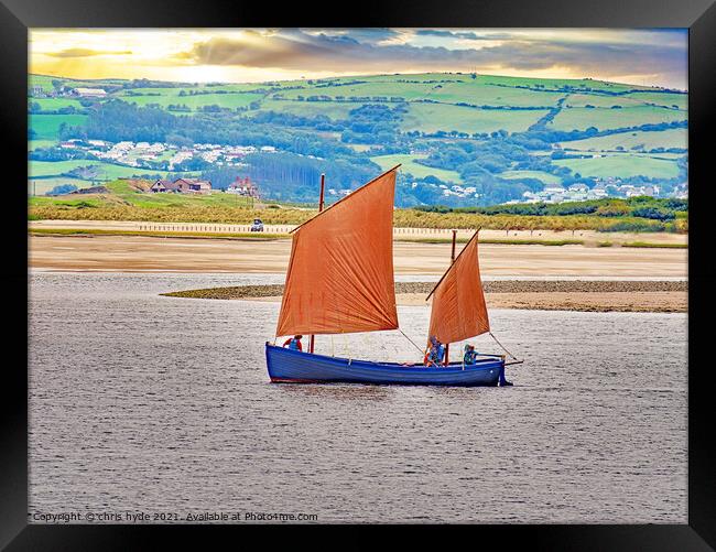 Gaff Rigged Yacht in Aberdovey Framed Print by chris hyde