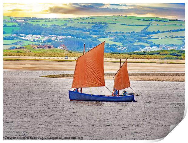 Gaff Rigged Yacht in Aberdovey Print by chris hyde