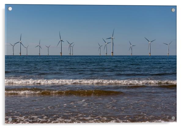Redcar wind turbines Acrylic by Gary Eason