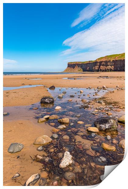 Rock pool below Huntcliff Print by Gary Eason