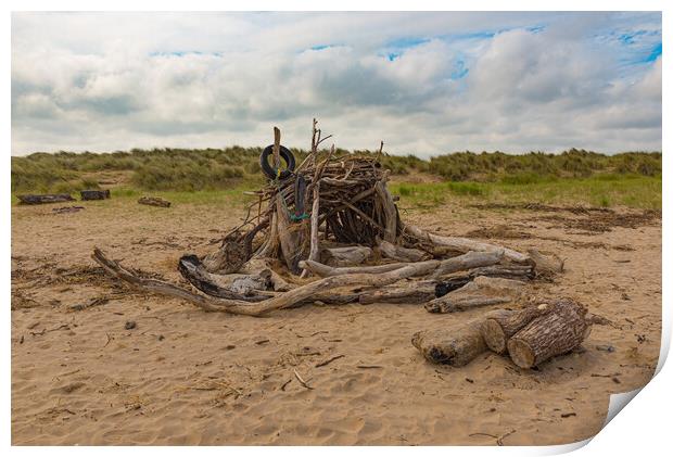 Driftwood beach hut Print by Gary Eason