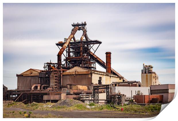Redcar Steelworks blast furnace Print by Gary Eason