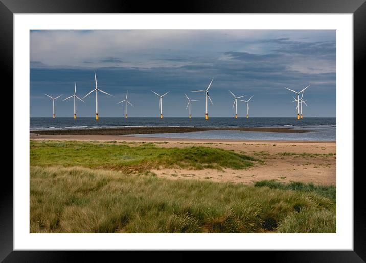 Redcar wind turbines Framed Mounted Print by Gary Eason