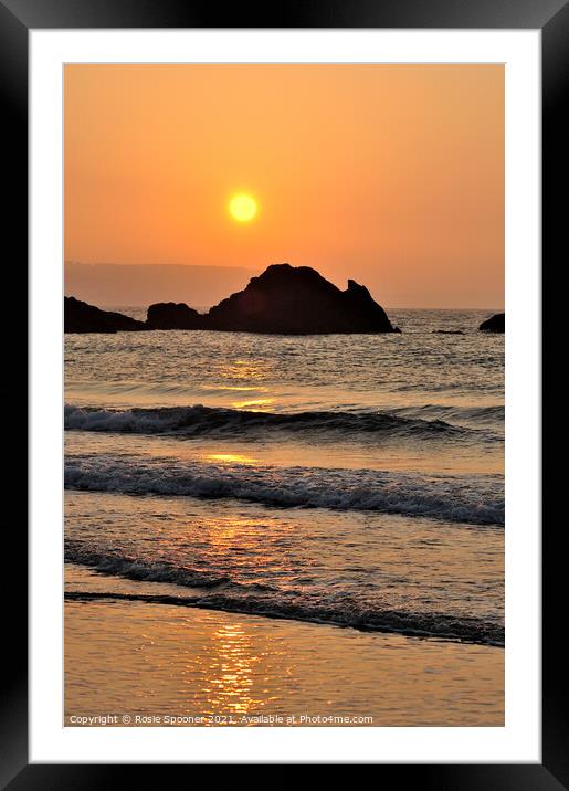 Hazy sunrise at Looe Beach Framed Mounted Print by Rosie Spooner