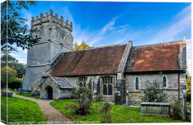 St Olave’s Church Gatcombe Canvas Print by Wight Landscapes