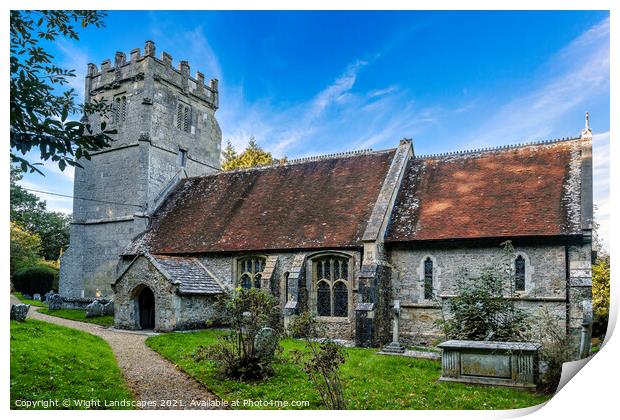 St Olave’s Church Gatcombe Print by Wight Landscapes