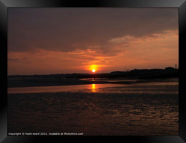 Sunset Sands of Hastings. Framed Print by Mark Ward