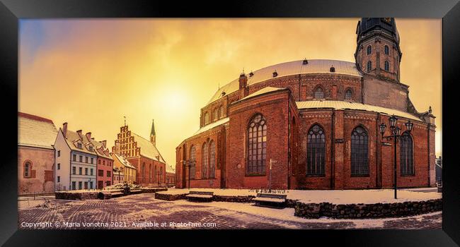 Panoramic view of historic center in Riga, Latvia Framed Print by Maria Vonotna