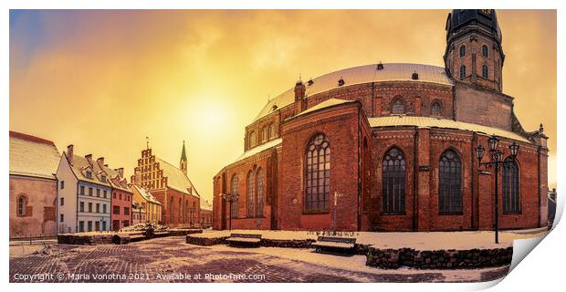 Panoramic view of historic center in Riga, Latvia Print by Maria Vonotna