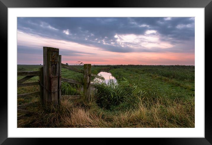 Dawn on Halvergate Marshes Norfolk Framed Mounted Print by David Powley