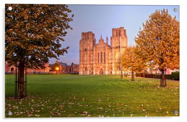 Wells Cathedral West Front Wells Somerset Acrylic by austin APPLEBY