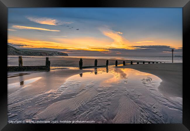Dawn At Sandown Beach Isle Of Wight Framed Print by Wight Landscapes