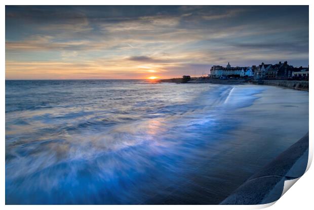 Sunset over Porthcawl breakwater Print by Leighton Collins