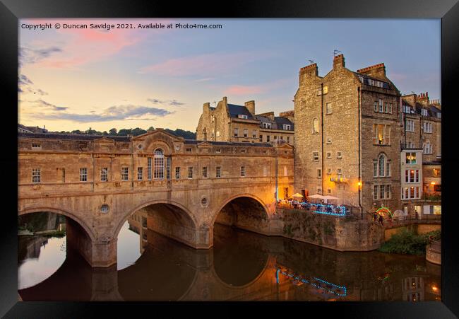 Dusk at Pulteney Bridge Bath Framed Print by Duncan Savidge