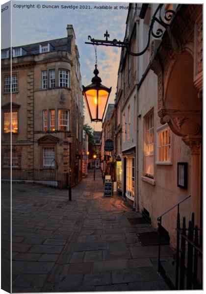 Dusk at North Parade Passage Bath Canvas Print by Duncan Savidge