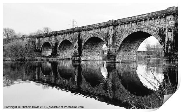 Lune Aqueduct, Lancaster (Monochrome) Print by Michele Davis
