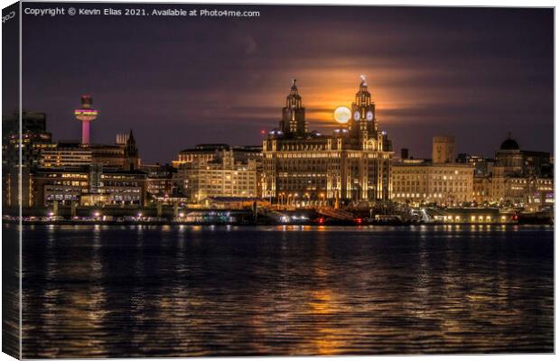 Moon over Liverpool Canvas Print by Kevin Elias