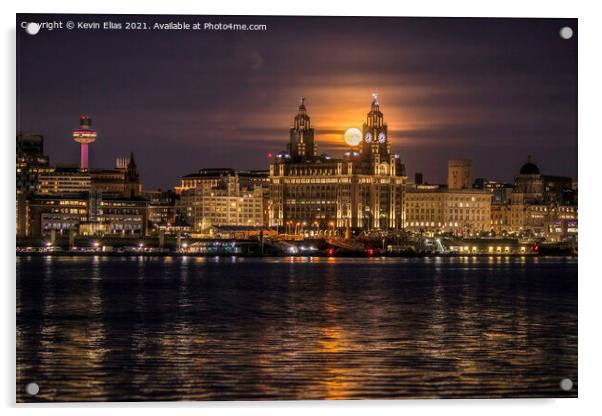 Moon over Liverpool Acrylic by Kevin Elias