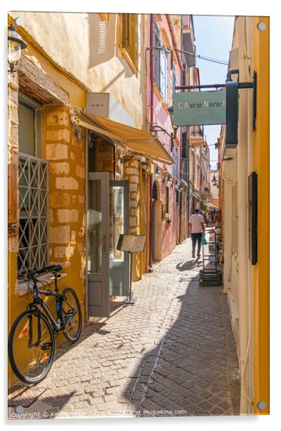 Narrow sreet in old Chania Acrylic by Kevin Hellon