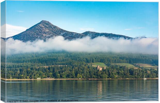 Goat Fell and Brodick Castle, Isle of Arran Canvas Print by Keith Douglas
