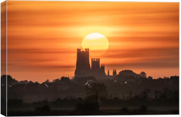 Glowing Ely Cathedral at Sunrise Canvas Print by Andrew Sharpe