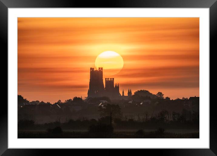 Glowing Ely Cathedral at Sunrise Framed Mounted Print by Andrew Sharpe