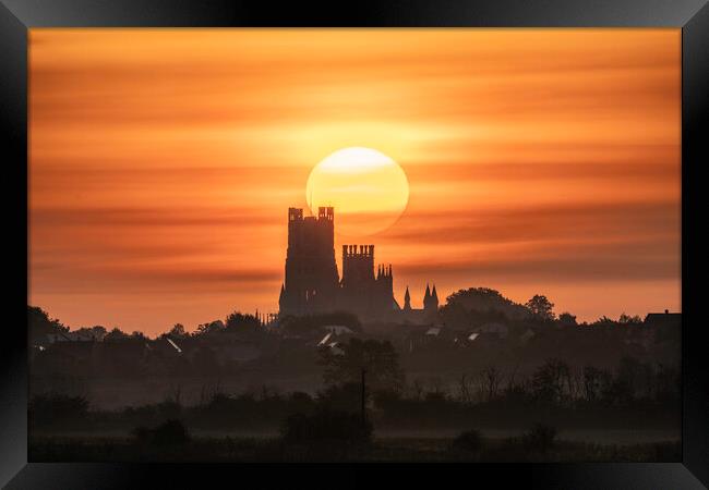 Glowing Ely Cathedral at Sunrise Framed Print by Andrew Sharpe