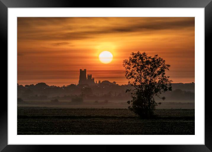 Daybreak over Ely, 21st September 2021 Framed Mounted Print by Andrew Sharpe
